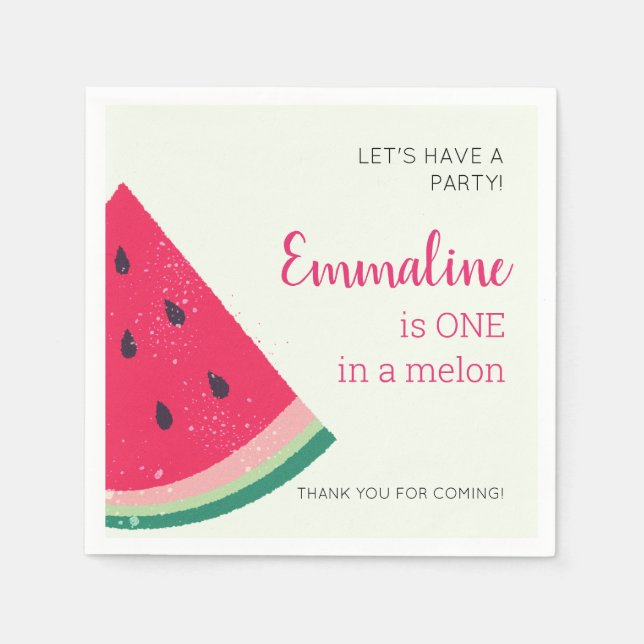 En i Melon Cute Watermelon första födelsedag Pappersservett (Framsidan)