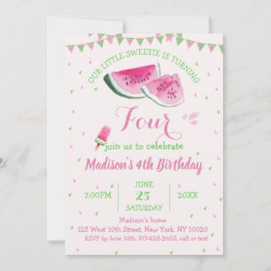 En i Melon Cute Watermelon fyra dagar Inbjudningar