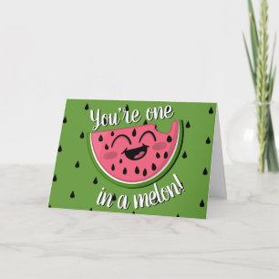 En i Melon Cute Watermelon Grönt Birthday Kort
