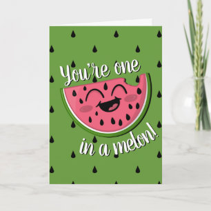 En i Melon Cute Watermelon Grönt Birthday Kort