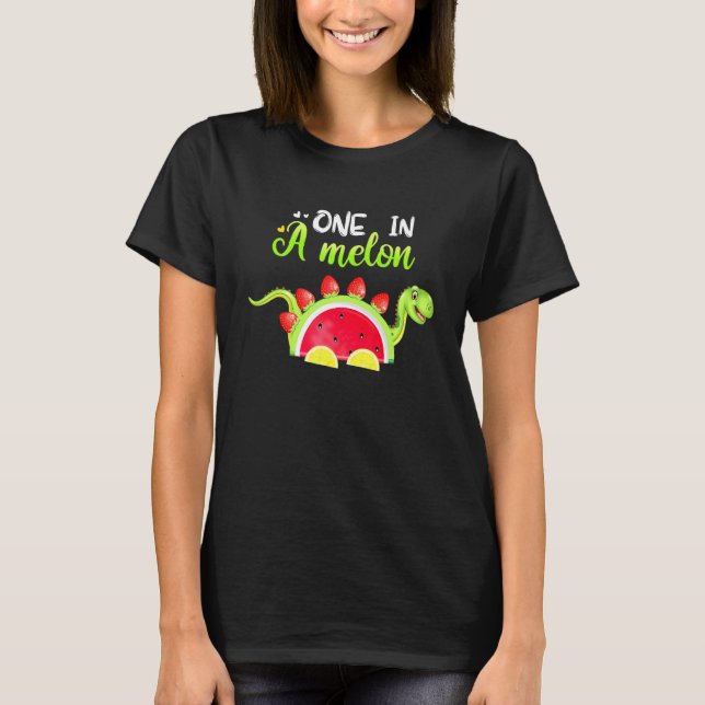 En i Melon Dinosaur Fruit Watermelon Orange T Shirt (Framsida)