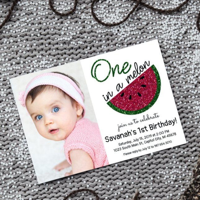 En i Melon First Birthday bild Inbjudningar (Skapare uppladdad)