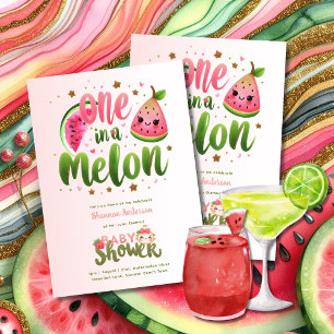 En i Melon First Birthday eller Baby Shower 1:a Inbjudningar