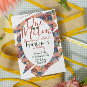 En i Melon First Birthday - Sommarvibes Inbjudningar