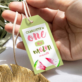 En i Melon First Birthday Watermelon Cute Presentetikett
