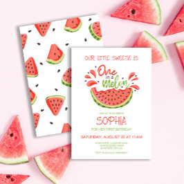 En i Melon First Birthday Watermelon Inbjudningar