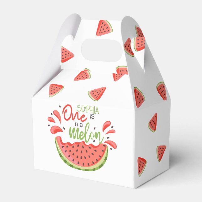 En i Melon First Birthday Watermelon Presentaskar (Framsidan Sidan)