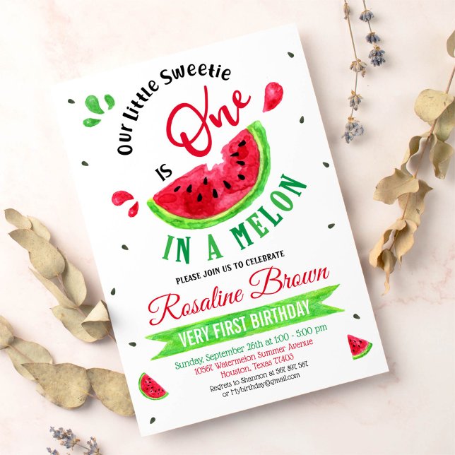 En i melon Första födelsedag Inbjudningar (Skapare uppladdad)