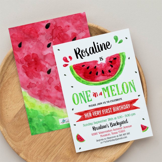 En i melon Första födelsedag Inbjudningar (Skapare uppladdad)