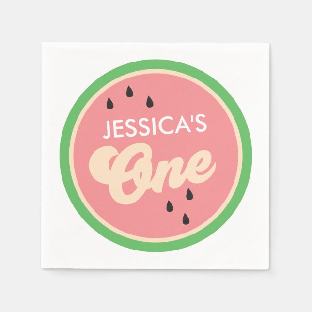 En i Melon Första födelsedagen Cocktail Napkins Pappersservett (Framsidan)