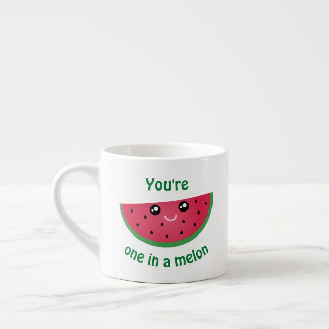 En i Melon Funny Cute Kawaii Watermelon Espressomugg (Vänster)