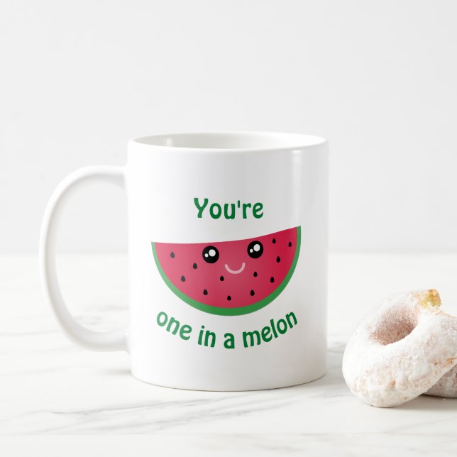 En i Melon Funny Cute Kawaii Watermelon Kaffemugg (Med munk)