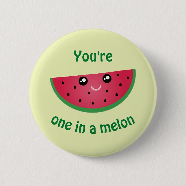 En i Melon Funny Cute Kawaii Watermelon Knapp (Framsida)