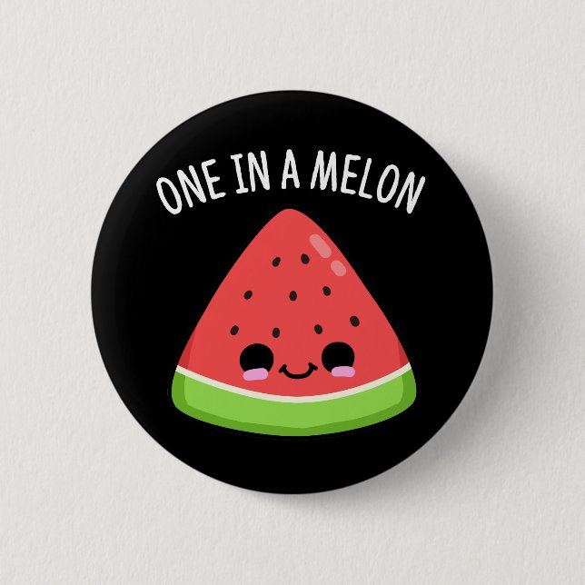 En i Melon Funny Watermelon Pun Mörk BG Knapp (Framsida)