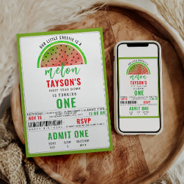 En i Melon Glitter Watermelon 1:a födelsedagen Inbjudningar