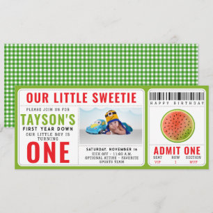 En i Melon Glitter Watermelon 1:a födelsedagen Inbjudningar