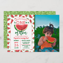 En i Melon Glitter Watermelon Första födelsedag Inbjudningar