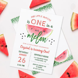 En i Melon Glitter Watermelon Första födelsedag Inbjudningar