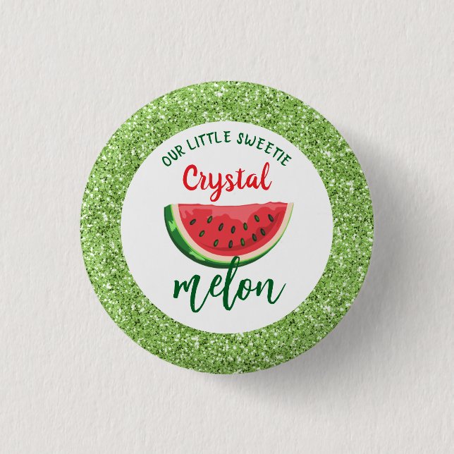 En i Melon Glitter Watermelon Första födelsedag Knapp (Framsida)