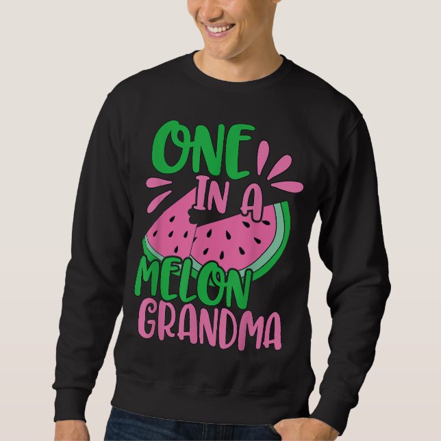 En i Melon Grandma Watermelon Rosa Grandmor Lång Ärmad Tröja (Framsida)