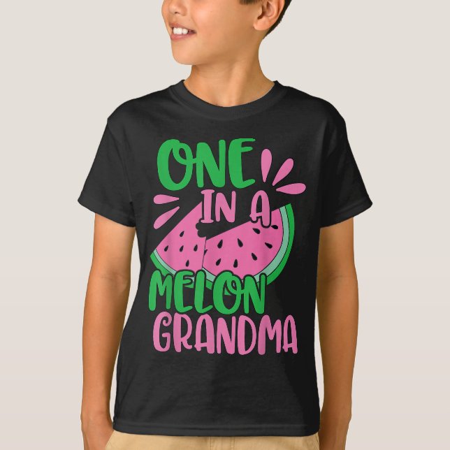 En i Melon Grandma Watermelon Rosa Grandmor T Shirt (Framsida)