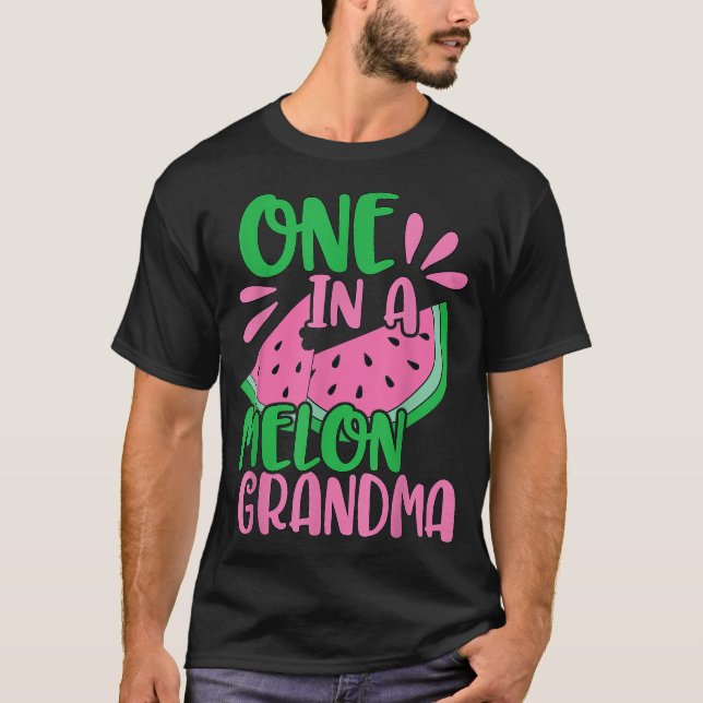 En i Melon Grandma Watermelon Rosa Grandmor T Shirt (Framsida)