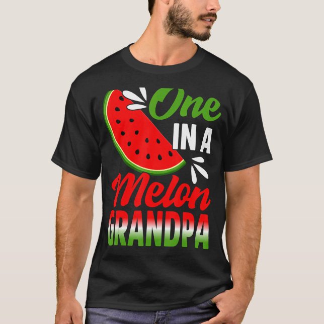 En i Melon Grandpa Watermelon Family Birthday T Shirt (Framsida)