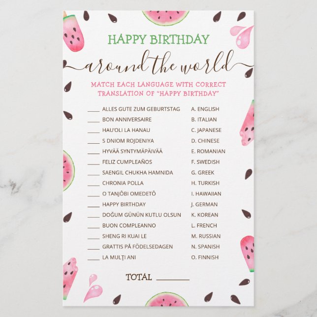 En i Melon Grattis på födelsedagen Värld runt (Framsida)