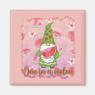 En i Melon Grönt Gnome & Watermelon Magnet