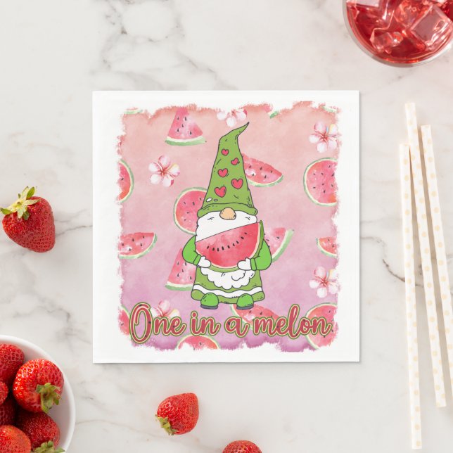En i Melon | Grönt Gnome & Watermelon Pappersservett (Insitu)