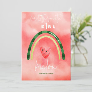 En i Melon Heart Watermelon Första födelsedag Inbjudningar