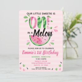 En i Melon Little Girl Första Birthday Inbjudan