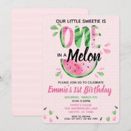 En i Melon Little Girl Första Birthday Inbjudan