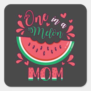 En i Melon Mamma B Day Party Fyrkantigt Klistermärke