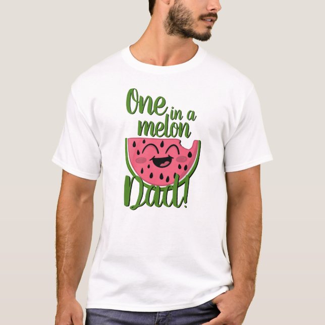 En i Melon Pappa Watermelon Första födelsedag T Shirt (Framsida)