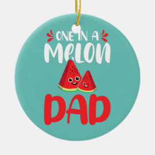 En i Melon Pappa Watermelon Funny Familj Julgransprydnad Keramik