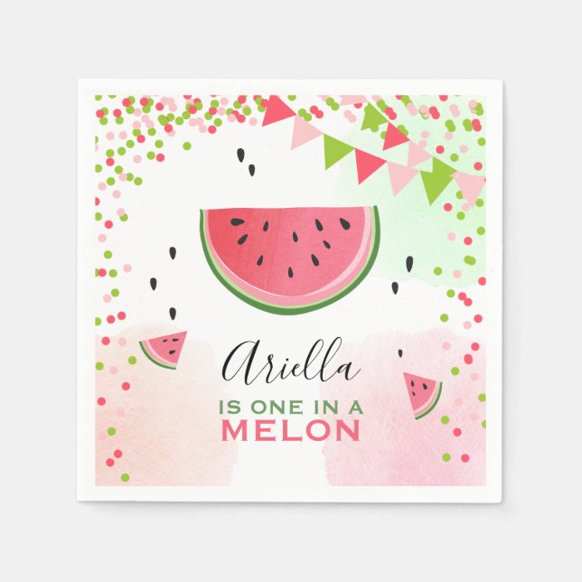 En i melon Papper Napkins Summer Watermelon Pappersservett (Framsidan)