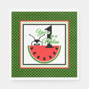En i Melon Picknick Myra med Vattenmelon Pappersservett