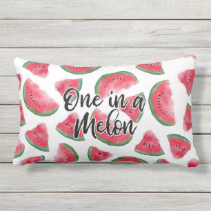 En i Melon Quote Watermelon Watercolor Mönster Lumbarkudde
