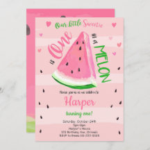 En i Melon Rosa Watermelon Birthday Inbjudan