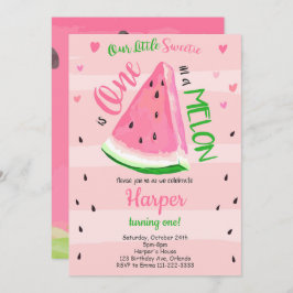 En i Melon Rosa Watermelon Birthday Inbjudan