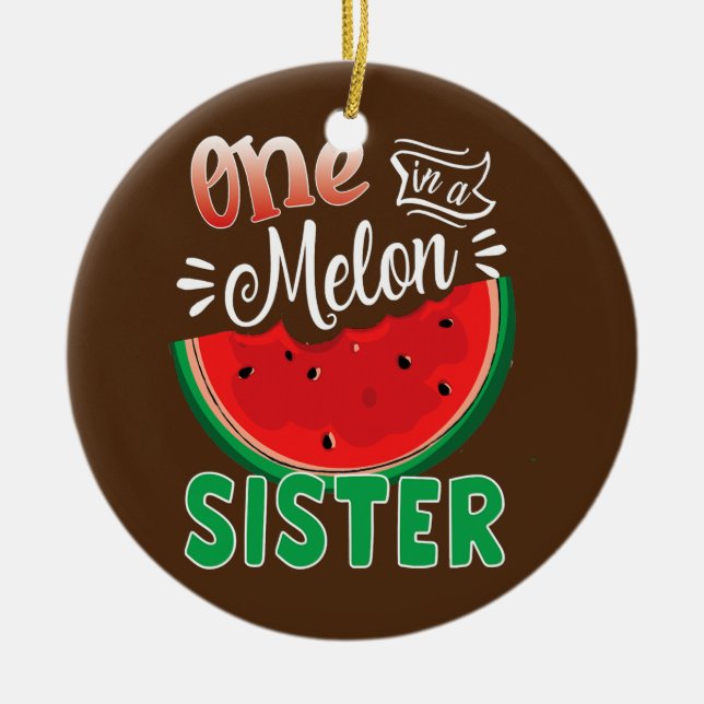 En i Melon Sister Watermelon Födelsedagsfest Julgransprydnad Keramik (Framsidan)