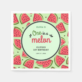 En i Melon Summer Watermelon 1:a födelsedagen Pappersservett