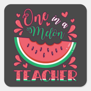 En i Melon Teacher B Day Party Fyrkantigt Klistermärke