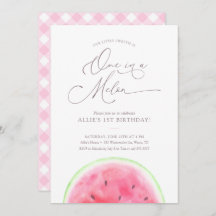 En i Melon Watermelon 1:a födelsedag Party Invit