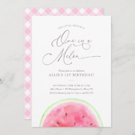 En i Melon Watermelon 1:a födelsedag Party Invit Inbjudningar