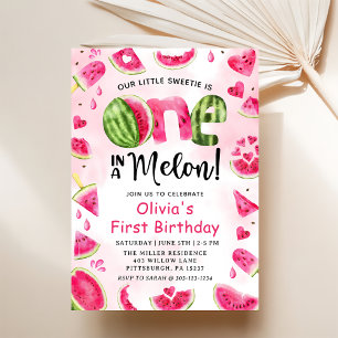 En i Melon Watermelon 1:a födelsedagen Inbjudningar