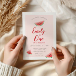En i Melon Watermelon 1:a födelsedagen Inbjudningar