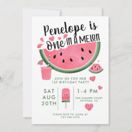 En i Melon Watermelon 1:a födelsedagen Inbjudningar