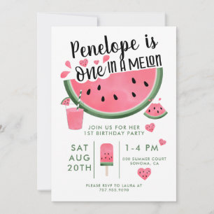En i Melon Watermelon 1:a födelsedagen Inbjudningar